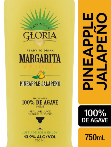 Rancho La Gloria Pineapple & Jalapeno Margarita Ready to Drink Cocktail Single Bottle Perspective: right