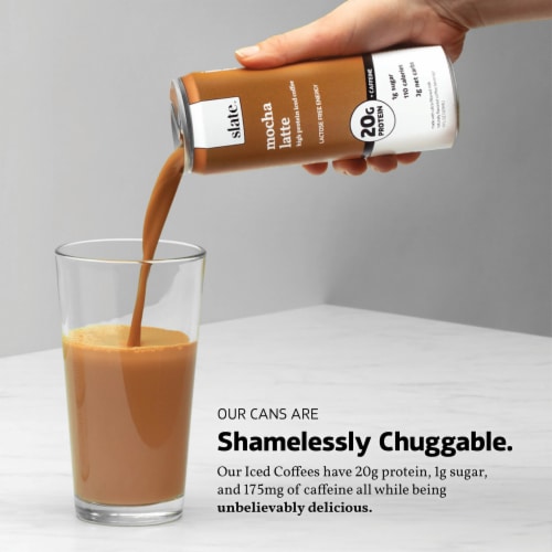 Slate Vanilla Latte High Protein Iced Coffee 11oz 4pk Perspective: right