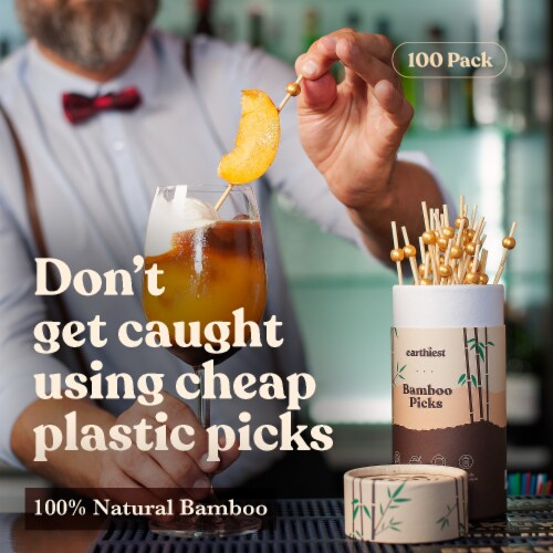 Gold Pearl Bamboo Cocktail Picks Food Appetizer Toothpicks – 6" Bamboo ...