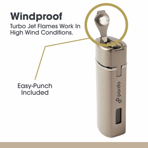 Pardo Cigar Electric Lighter - Light Grey - Triple Flame Butane Torch Perspective: right