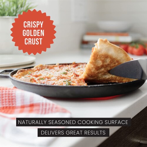 Chef Pomodoro Cast Iron Pizza Pan, 12 Inch Pre-Seasoned Skillet, with Handles, Baking Pan Perspective: right