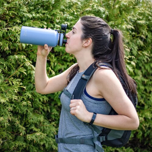 BOZ Stainless Steel Water Bottle XL (1 L / 32oz) Wide Mouth (Light Blue) Perspective: right