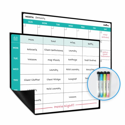 Magnetic Dry Erase Monthly and Weekly Calendar 2-Pack Bundle, Fridge White Board with Monthly Perspective: right