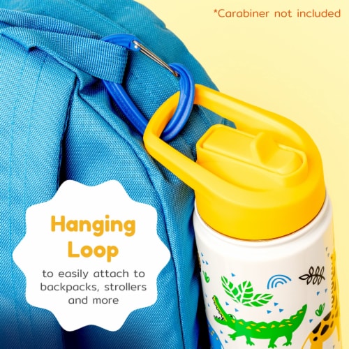BOZ Kids Insulated Water Bottle with Straw Lid, Stainless Steel Double Wall (Safari) Perspective: right