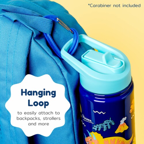 BOZ Kids Insulated Water Bottle with Straw Lid, Stainless Steel Vacuum (Dinosaur) Perspective: right