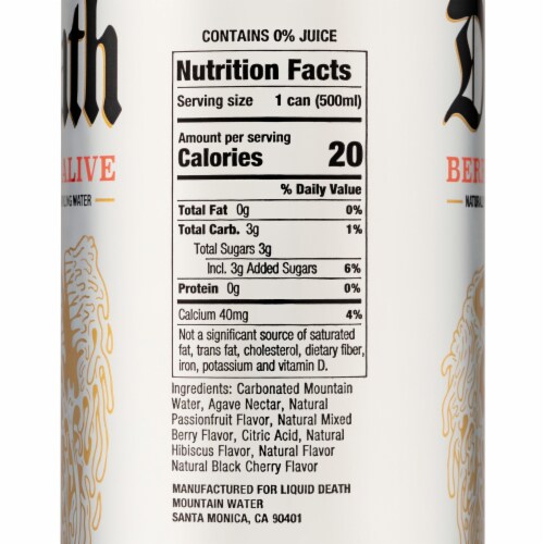 Liquid Death Berry It Alive Sparkling Water Perspective: right