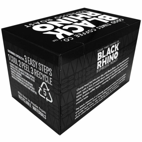 Black Rhino Espresso Roast Coffee, Single Serve Cups for Keurig K-Cup Pod Brewers, 12 Count Perspective: right