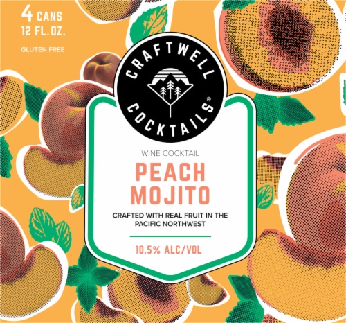 Craftwell Cocktails® Peach Mojito Wine Cocktail Perspective: right