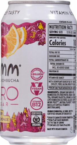 Humm® Zero Sugar Raspberry Lemonade Probiotic Kombucha Perspective: right