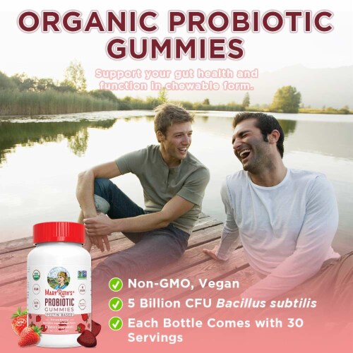 MaryRuth’s Organic Strawberry Probiotic Gummies Perspective: right