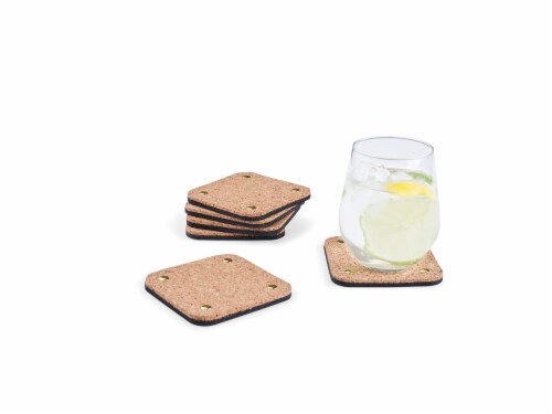 Summit One Cork Coasters (Set of 6) - Bar Accessories for Home Bar Set Perspective: right