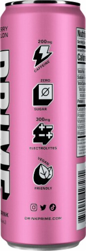 Prime Strawberry Watermelon Energy Drink Can Perspective: right