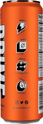 Prime Orange Mango Energy Drink Can Perspective: right
