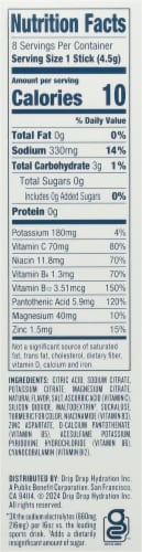 DripDrop® Lemon Lime Zero Sugar Fast Hydration Drink Mix Packets Perspective: right