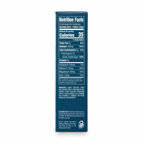 DripDrop® Lemon Lime Fast Hydration Electrolyte Drink Mix Packets Perspective: right