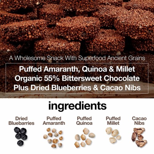 Bittersweet Chocolate with Dried Blueberries & Cacao Nibs - 8 Packs | 1.27 Oz each Perspective: right