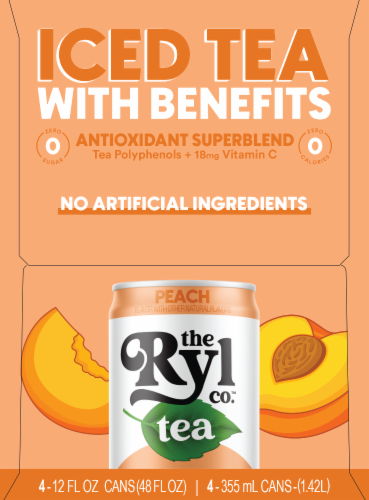 The Ryl Co.™ Zero Sugar Peach Energy Drink Multipack Cans Perspective: right