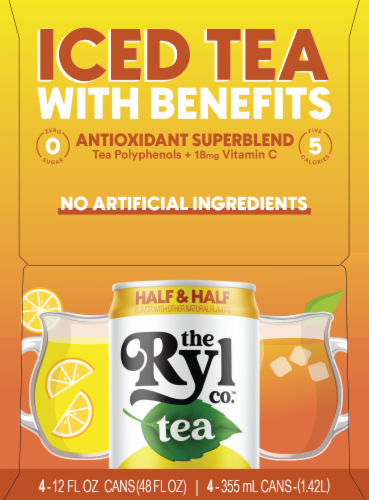 The Ryl Co.™ Zero Sugar Half & Half Iced Tea Energy Drink Multipack Cans Perspective: right