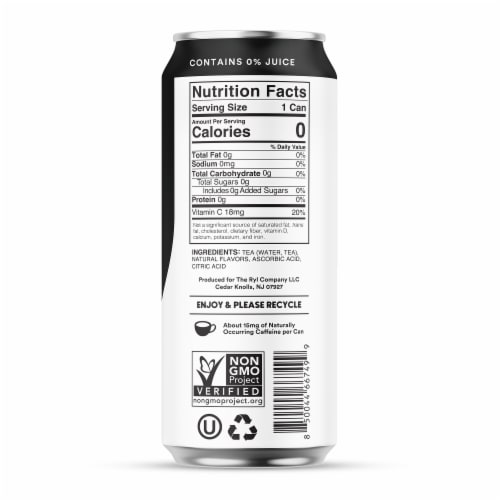 Ryl™ Unsweetened Antioxidant Superblend Zero Sugar Iced Black Tea Single Can Perspective: right
