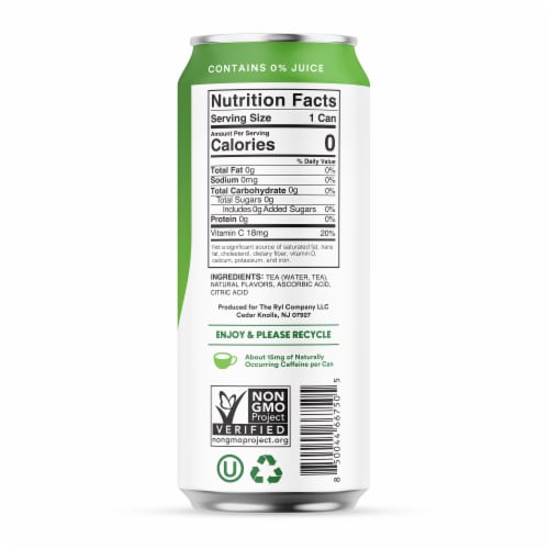 Ryl™ Unsweetened Antioxidant Superblend Zero Sugar Iced Green Tea Single Can Perspective: right