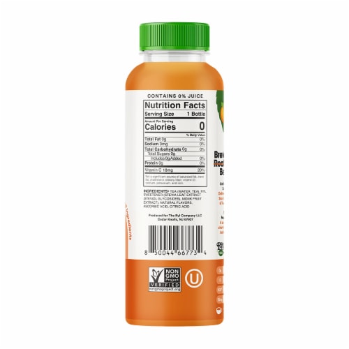 The Ryl Company™ Peach Antioxidant Superblend Zero Sugar Iced Tea Bottle Perspective: right