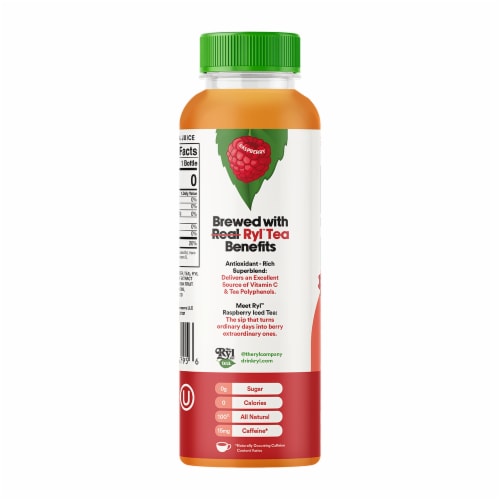 The Ryl Company™ Raspberry Antioxidant Superblend Zero Sugar Iced Tea Bottle Perspective: right