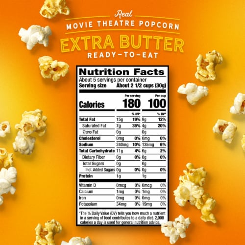 AMC Theatres Perfectly Popcorn™ Extra Butter Ready to Eat Movie Theatre Popcorn Perspective: right