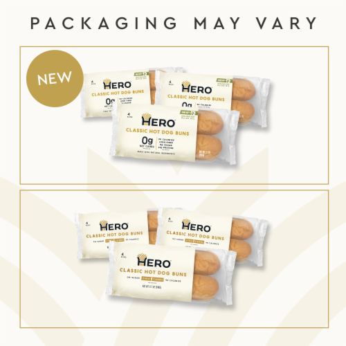 Hero Bread™ 0g Net Carb Hot Dog Buns Delicious Keto Friendly Hot Dog Buns Perspective: right