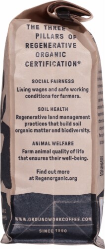 Groundwork Regenerative Organic Certified Dark Roast Whole Bean Coffee - Round Midnight Perspective: right