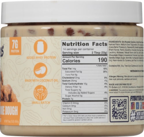 Fit Butters™ Chocolate Chip Cookie Dough Cashew Butter Perspective: right
