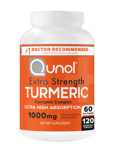 Qunol Turmeric Extra Strength Turmeric 1000mg Vegetarian Capsules Perspective: right