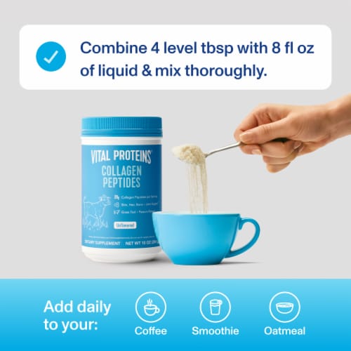 Vital Proteins Collagen Peptides for Skin, Hair, Bone & Joint Support 20g Collagen Unflavored Powder Perspective: right