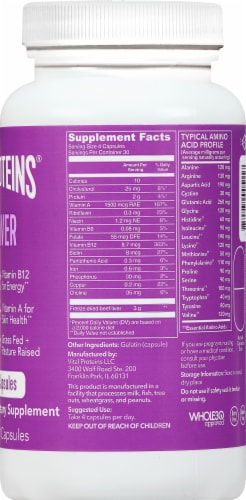 Vital Proteins Beef Liver Pasture-Raised Capsules 750mg Perspective: right