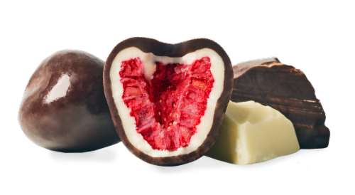 Tru Fru Raspberries Hyper-Dried in Dark Chocolate Perspective: right