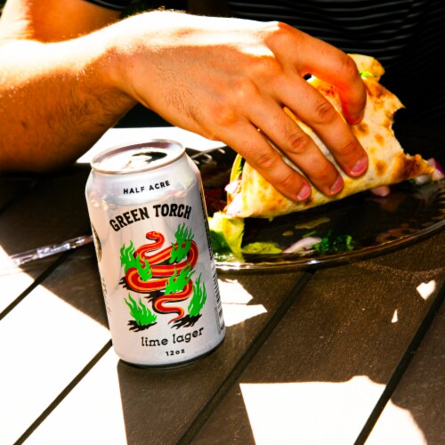Half Acre Green Torch Lime Lager Craft Beer Perspective: right
