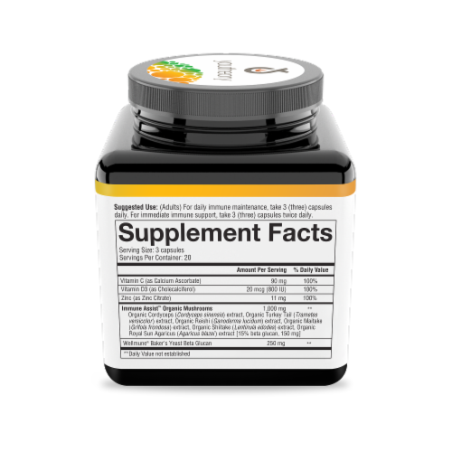 Youtheory® Immune + Daily Wellness Vegetarian Capsules Perspective: right