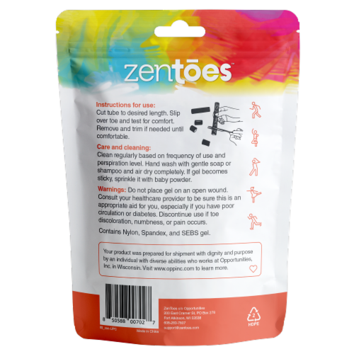 ZenToes Open Toe Tubes Fabric Gel Lined Sleeves Protect Corns, Blisters - 5 Pack (Medium) Perspective: right