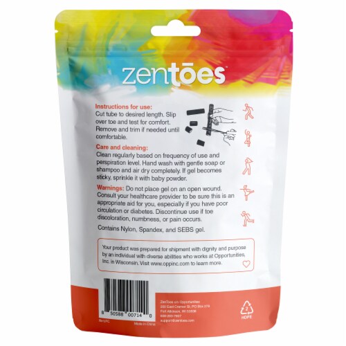 ZenToes Open Toe Tubes Fabric Gel Lined Sleeves Protect Corns, Blisters - 5 Pack (Small) Perspective: right