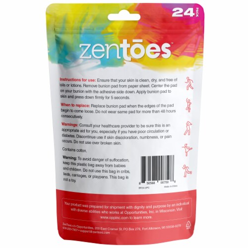 ZenToes 24 CT Bunion Cushions Waterproof and Odor Resistant Toe and Foot Protector Pads Perspective: right
