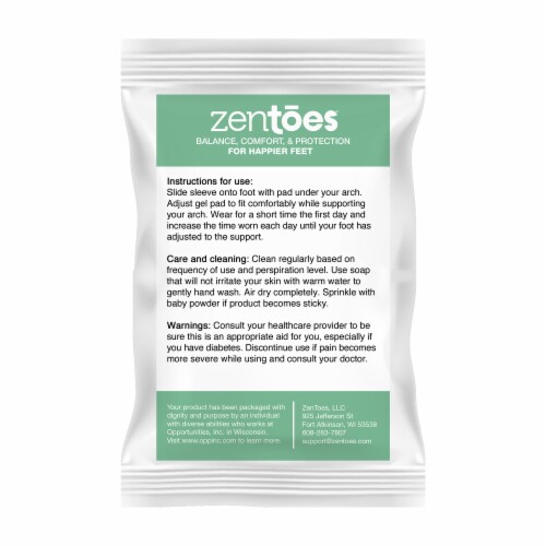 ZenToes Gel Arch Supports for Plantar Fasciitis, Flat Feet, Foot Support - 1 Pair (Small) Perspective: right