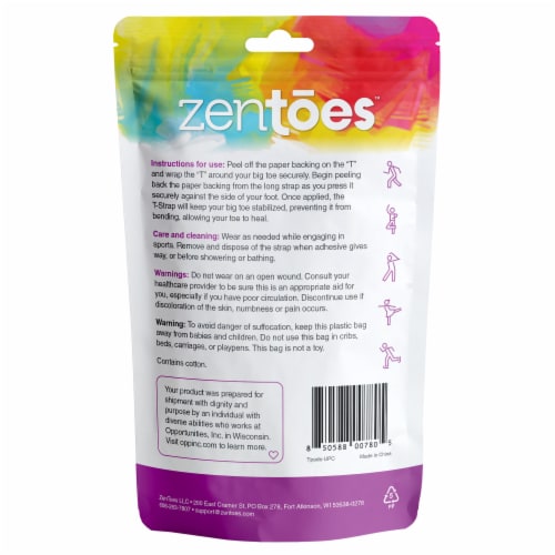 ZenToes Turf Toe T-Strap Moleskin Splint Adhesive Straightener for Big Toe Injuries - 10 Pack Perspective: right