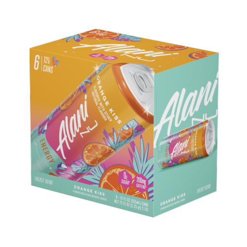 Alani NU Orange Kiss Energy Drink Multipack Cans Perspective: right