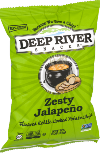 Deep River Snacks Zesty Jalapeno Kettle Cooked Potato Chips Perspective: right