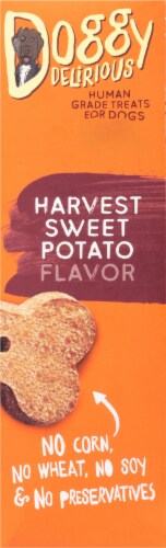 Doggy Delirious Harvest Sweet Potato Flavor Dog Treats, 16 oz box, case pack = 6 Perspective: right
