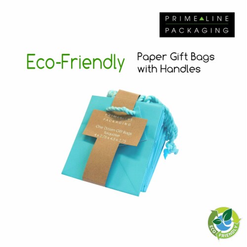 Occasionall Turquoise Designer Paper Gift Wrap Bags with Handles Solid Colors 12Pk 4x2.75x4.5 Perspective: right