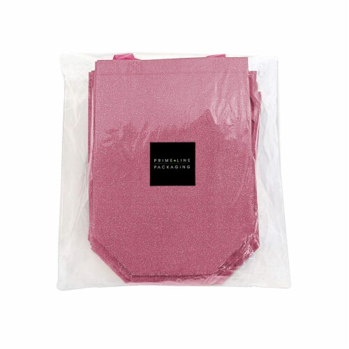 Medium Red Gift Bags with Handles, Reusable Tote, Glitter Metallic Bling Shimmer Perspective: right