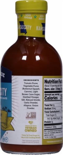 True Made Foods Less Sugar Kansas City BBQ Sauce Perspective: right