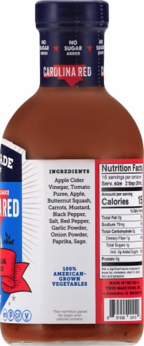 True Made Foods No Sugar Added Carolina Red BBQ Sauce Perspective: right