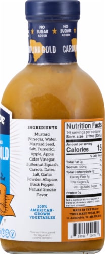 True Made Foods No Sugar Added Carolina Gold BBQ Sauce Perspective: right