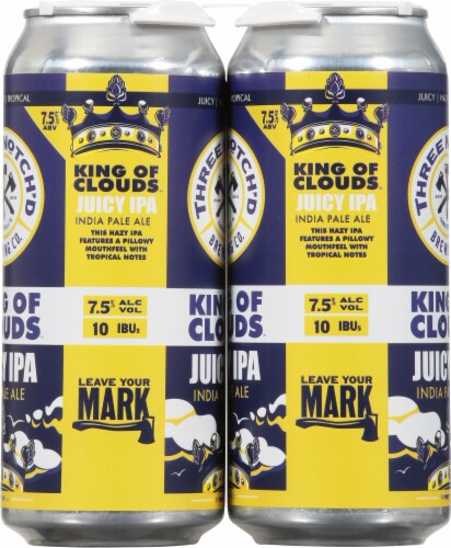 Three Notch'd Brewing Co King Of Clouds Juicy Pale Ale Perspective: right